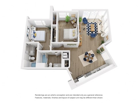 2 bed 2 bath C2 floor plan at Aston at Gateway, El Monte